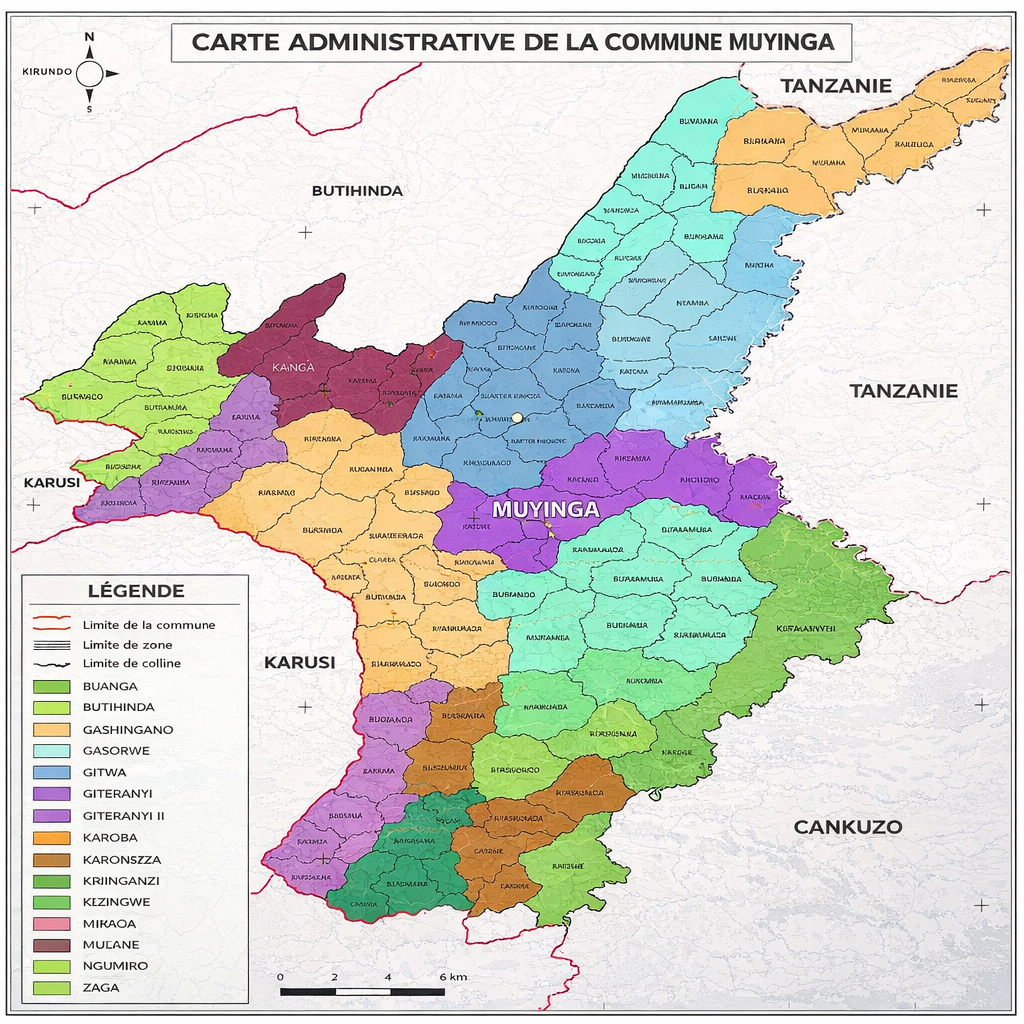 Carte administrative de Muyinga